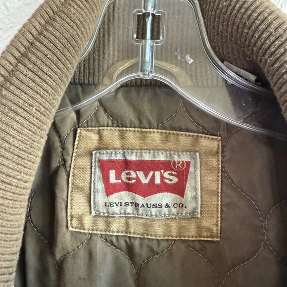 Levi's🤘🏽Canvas Trucker Jacket \\ Size L // Quilted Lining \\ Barn Coat Utility - Picture 3 of 12
